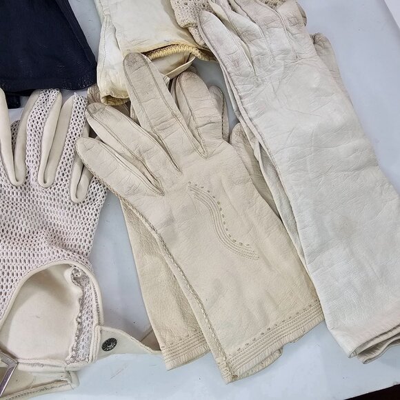 Vintage Gloves Leather Mesh Lot 8 Pairs Mixed Styles Sizes Prop Theater Costume - Picture 4 of 15